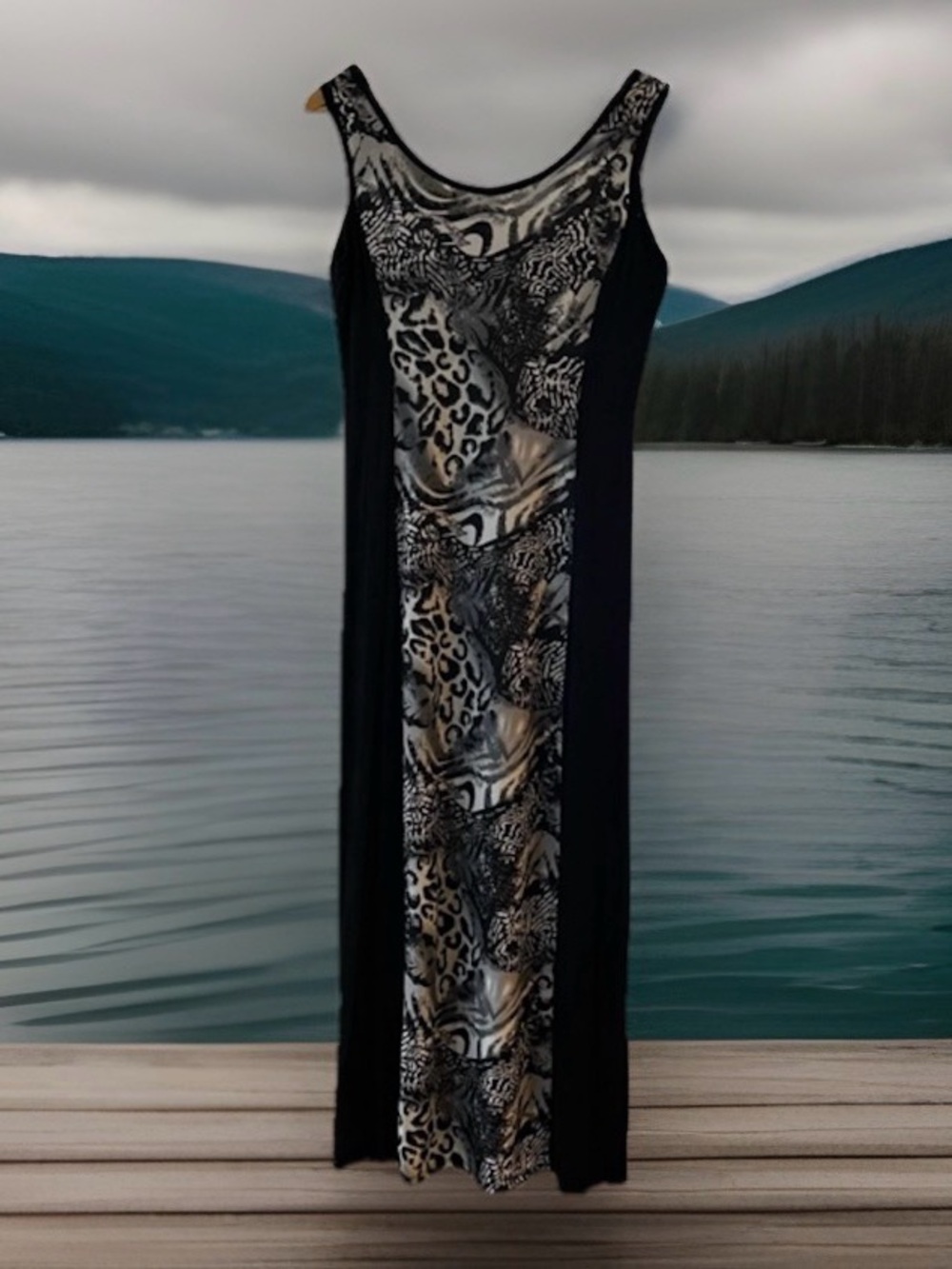 Milano Maxi Dress. Size M. Garden party or evening tryst. B&W Animal Print. NWOT